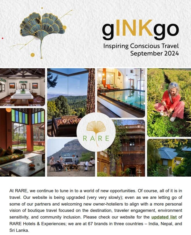 gINKgo | The RARE Newsletter | Inspiring Conscious Travel | End of Summer -1 I Vol 99 | August 2024
