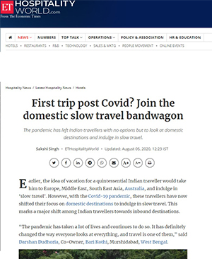ET Hospitalityworld.com: First trip post Covid?